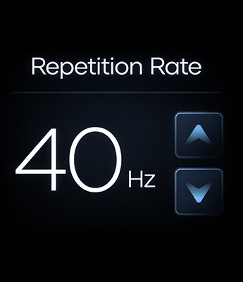 Repetition Rate 40Hz 조절 화면